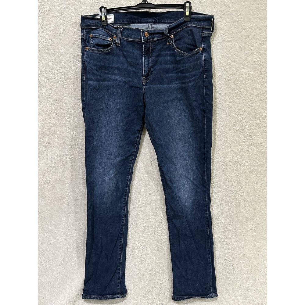 Gap Classic Straight Mid Rise Jeans Dark Blue‎ Denim  32 14 Long Tall